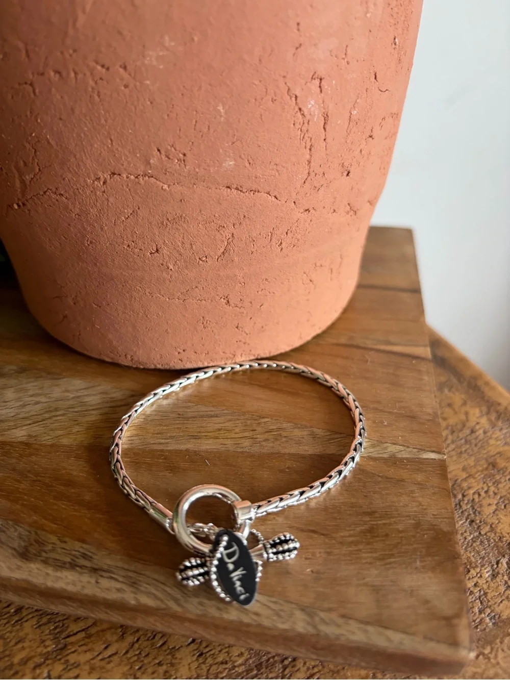 Da Vinci Silver Tone Braided Bracelet for Sliding Charms or Wear Alone Sized